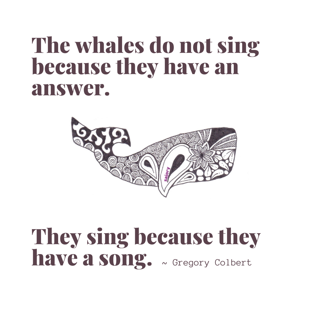 Illustration of a whale with Gregory Colbert quote